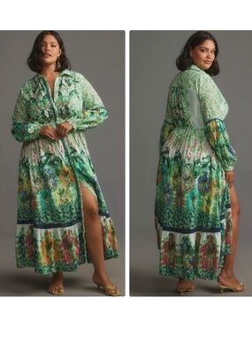 Anthropologie Rare Anthropologie The Eleanora
Long SleeveMaxi Shirt Dress Large